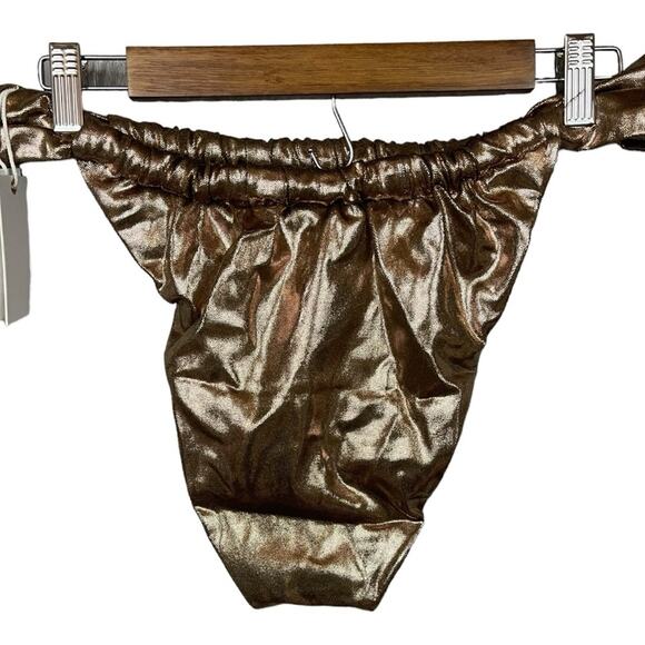 Good American Foil Ruched Bikini Bottom in Mocha Foil Size 5 (2XL) NWT‎ - Picture 6 of 9